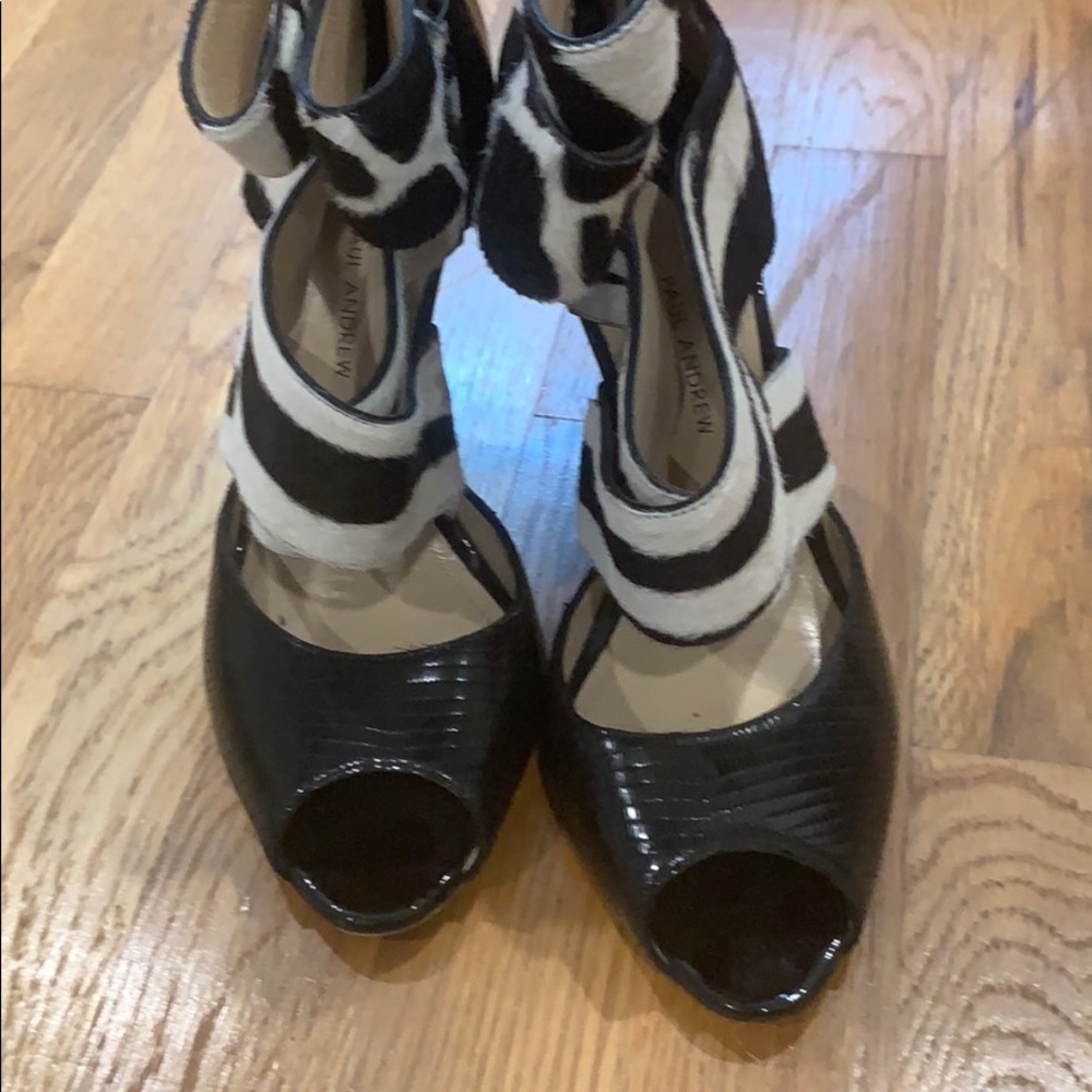 Paul Andrew calf hair open toe bootie sz 40/9